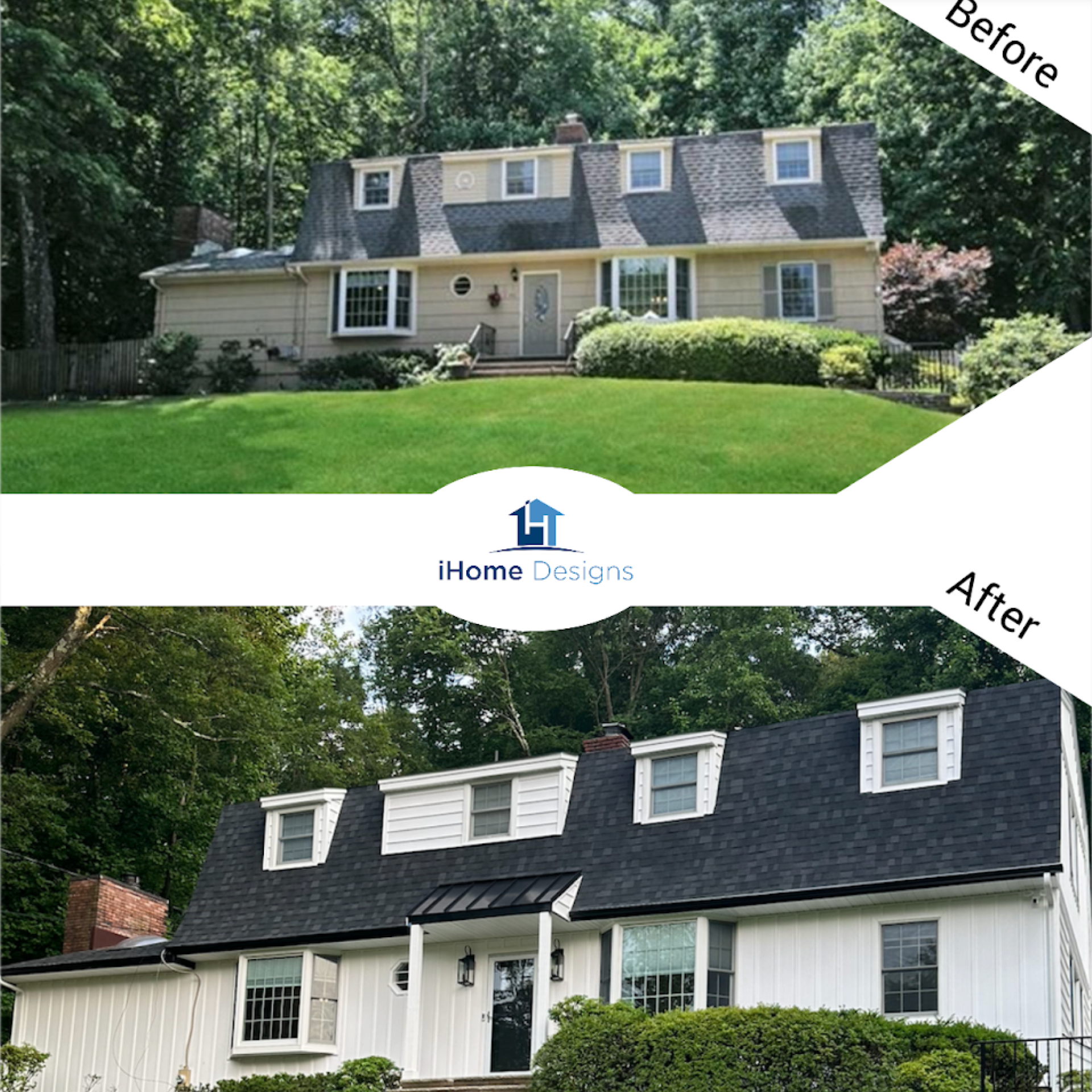 iHome Designs roofing project before and after